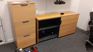 Wooden 3-drawer Combination Lock Filing Cabinet 500(w) x 450(d) x 800(h), Wooden Twin Sliding Door