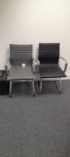 2 x Charles Eames Replica Style Ribbed Leather Cantilever Boardroom Chairs comprising of 1 x Grey