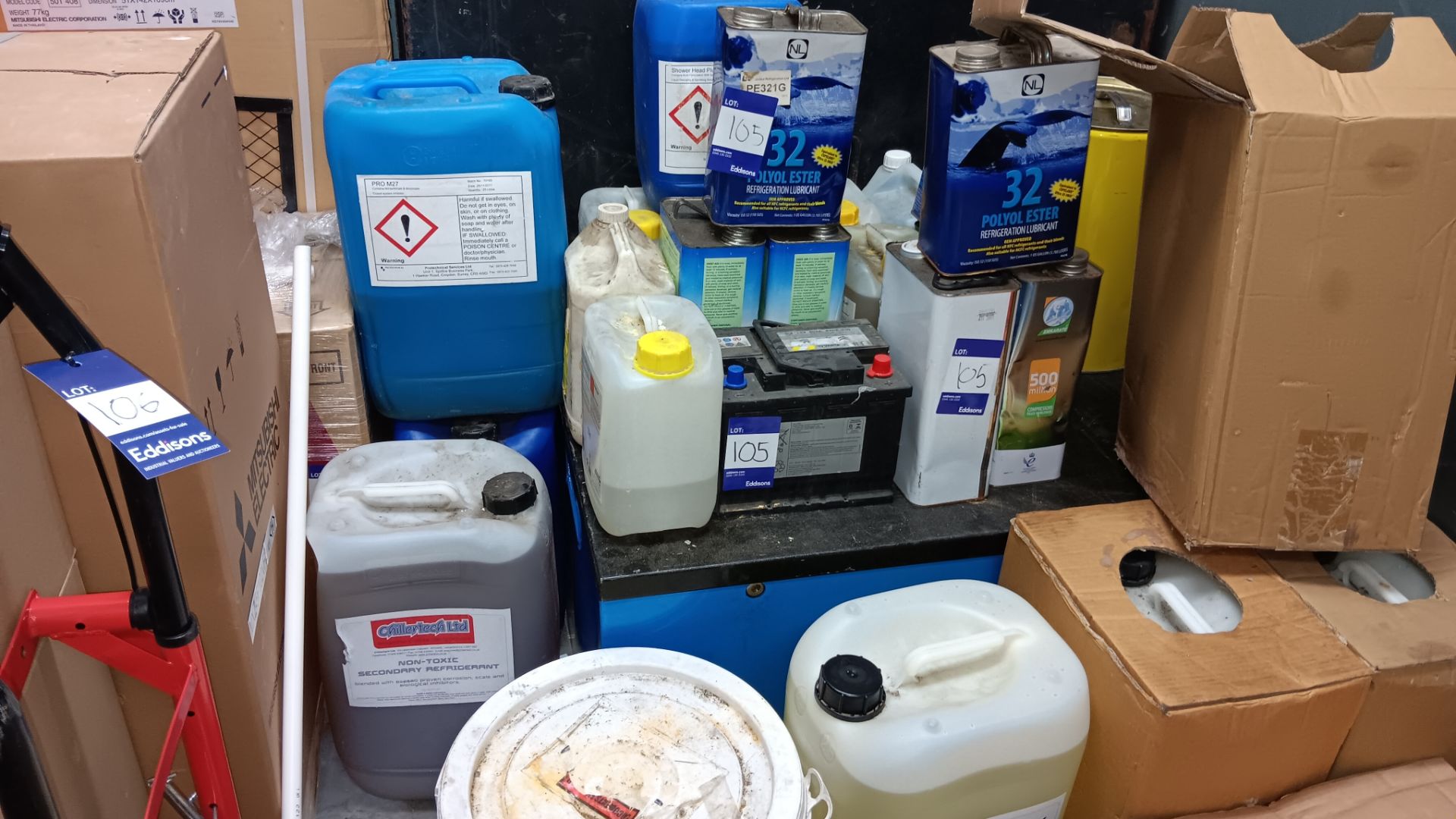 Quantity of various containers include refrigerant, anti freeze, secondary refrigerant, - Image 2 of 2