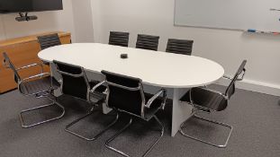 White Melamine Executive Twin Section Modular Boardroom Table, 2,800(w) x 1,200(d) x 720(h) (