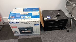 2 x Epson Workforce WF-7830 A3 Wireless Multi Function Printers, Serial Numbers X6LY018442 and