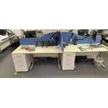 4 x White Melamine Rectangular Cantilever Workstations 1,200(w) x 800(d) x 720(h) with Matching 3-dr