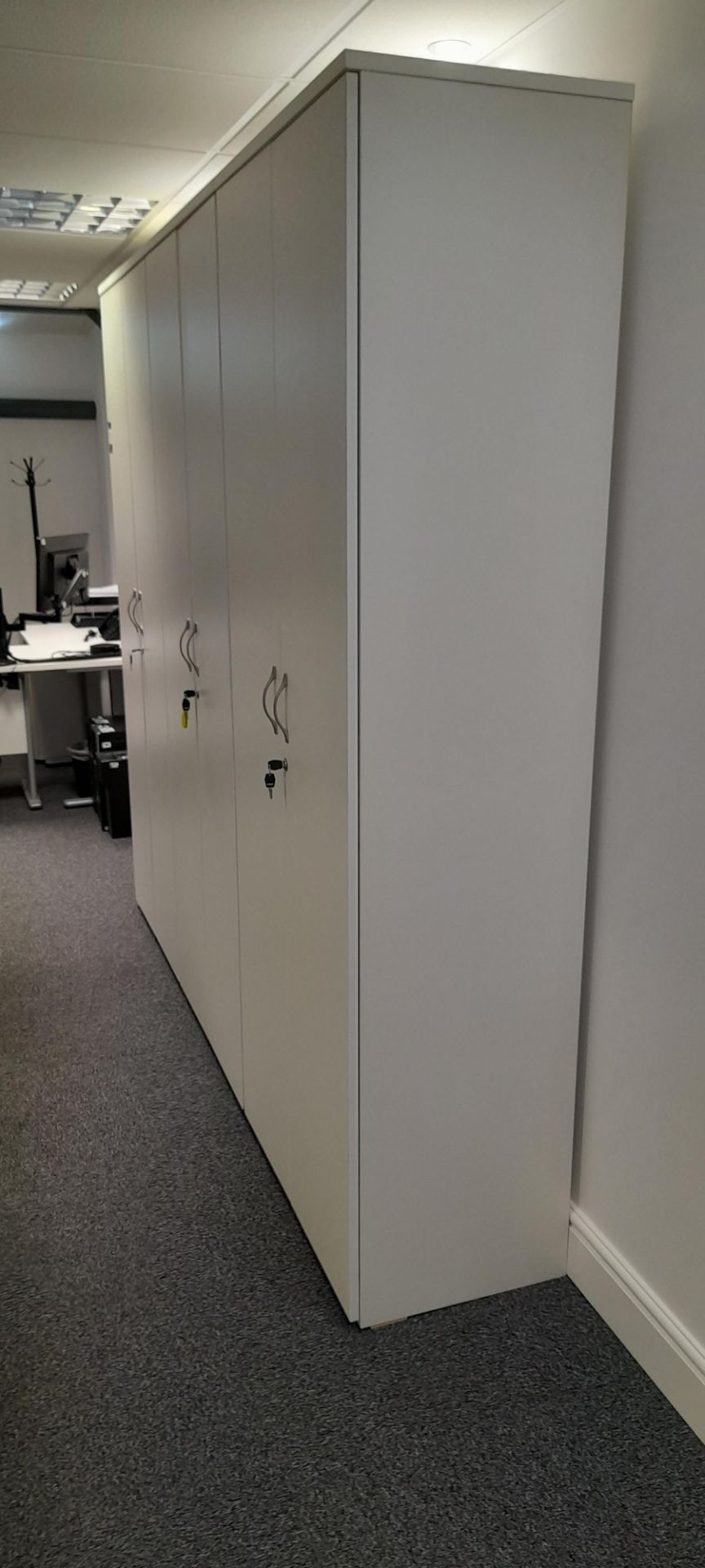 3 x White Melamine Upright Twin Door Cupboards approx 800(w) x 2,100(h) x 500(d) and Small - Image 4 of 4