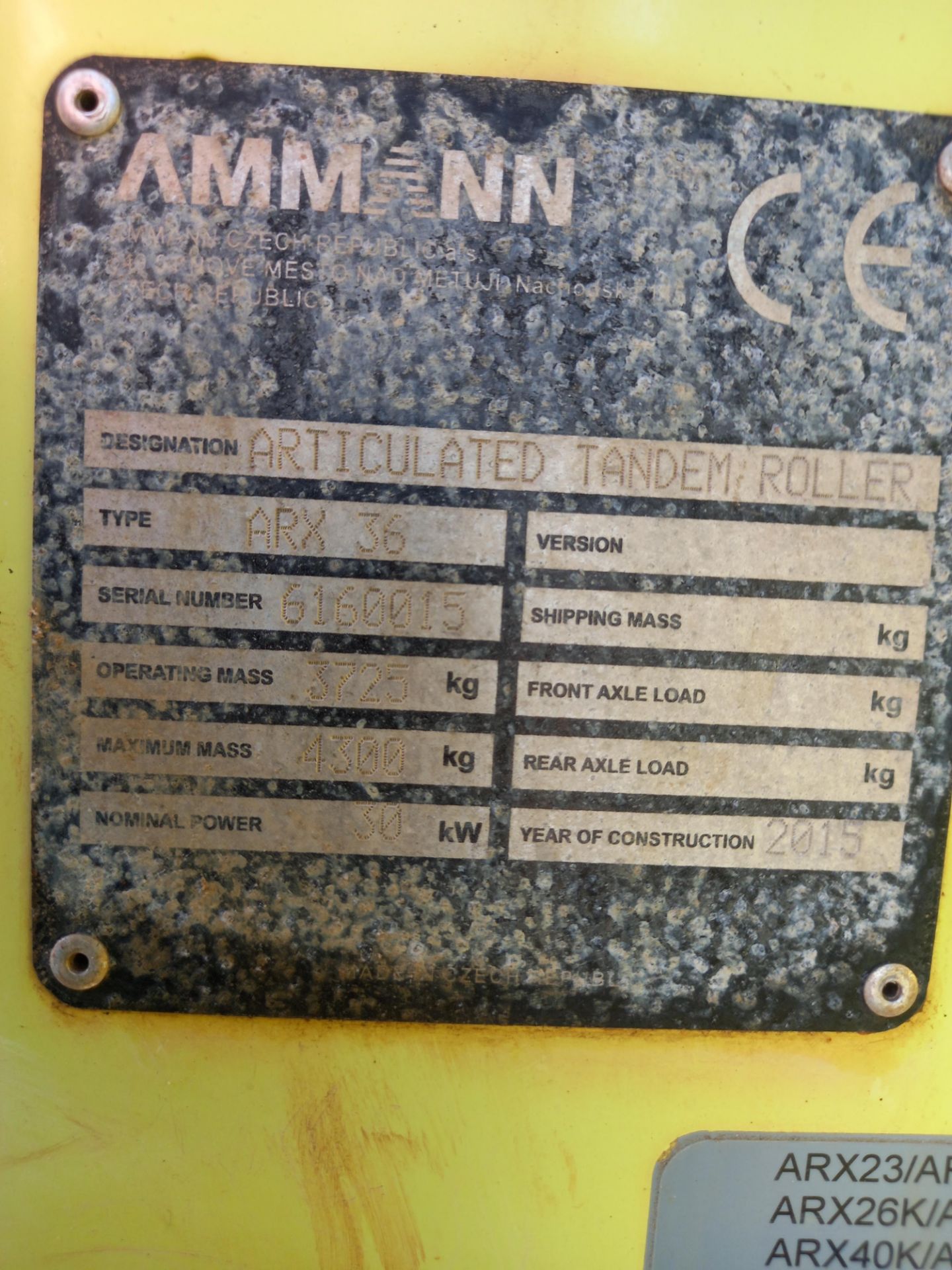 2015 Ammann ARX 36 Articulated Tandem Roller - Image 5 of 7