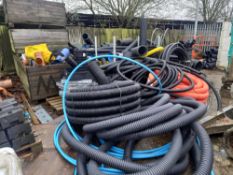 Large Qty of Plastic Conduit & 4x Wooden Crates of Assorted Pipe Fittings