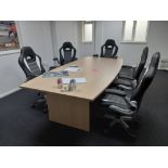 Modern Oak Effect Boardroom Table & 5x Executive Armchairs