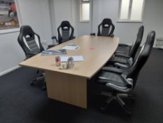Modern Oak Effect Boardroom Table & 5x Executive Armchairs