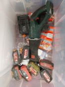 Metabo ASE 18 LTX reciprocating saw, various assorted Metabo batteries Location Bradford