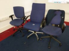 Upholstered executive chair and 2 operators chairs
