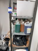 Cambro shelving unit & large quantity of janitorial supplies