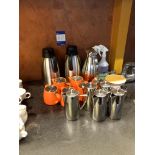6 Forlife tea pots, 5 chrome coffee pots & 3 flask
