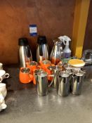 6 Forlife tea pots, 5 chrome coffee pots & 3 flask