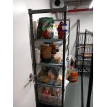 2 Plastic shelving units & contents of various food stuffs
