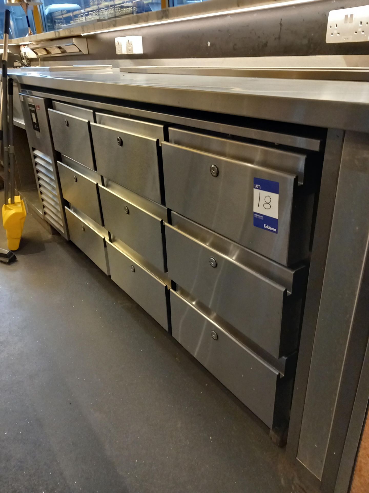 Precision stainless steel undercounter 9-drawer re