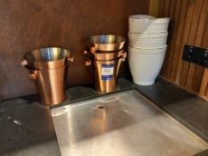 8 various ice buckets & 4 bucket stands