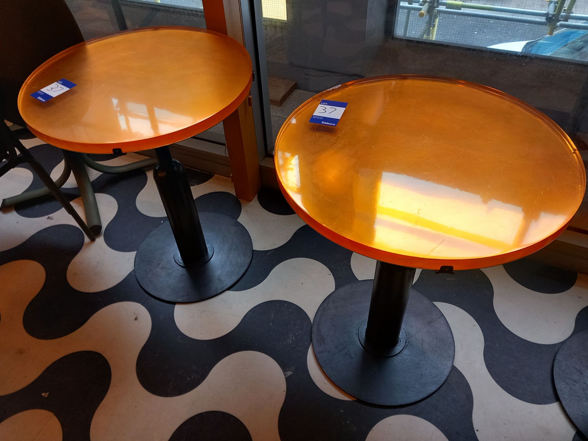 2 resin topped pedestal dining tables - Image 2 of 2