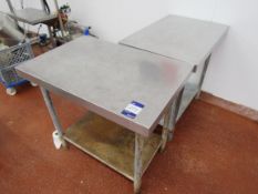 2 x Stainless steel prep tables, 900 x 600mm
