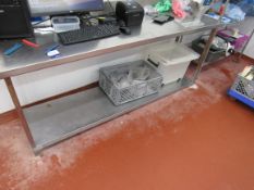Stainless steel prep table 2200 x 620mm with upsta