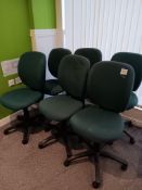 6 x Turquoise upholstered office chairs