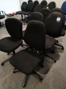 6 x Black office chairs upholstered