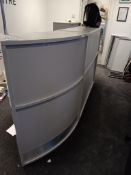 Right curved reception/greeting desk Approx. 1200mm (h) x 2200 (w) x 800(d) (Electrician needed