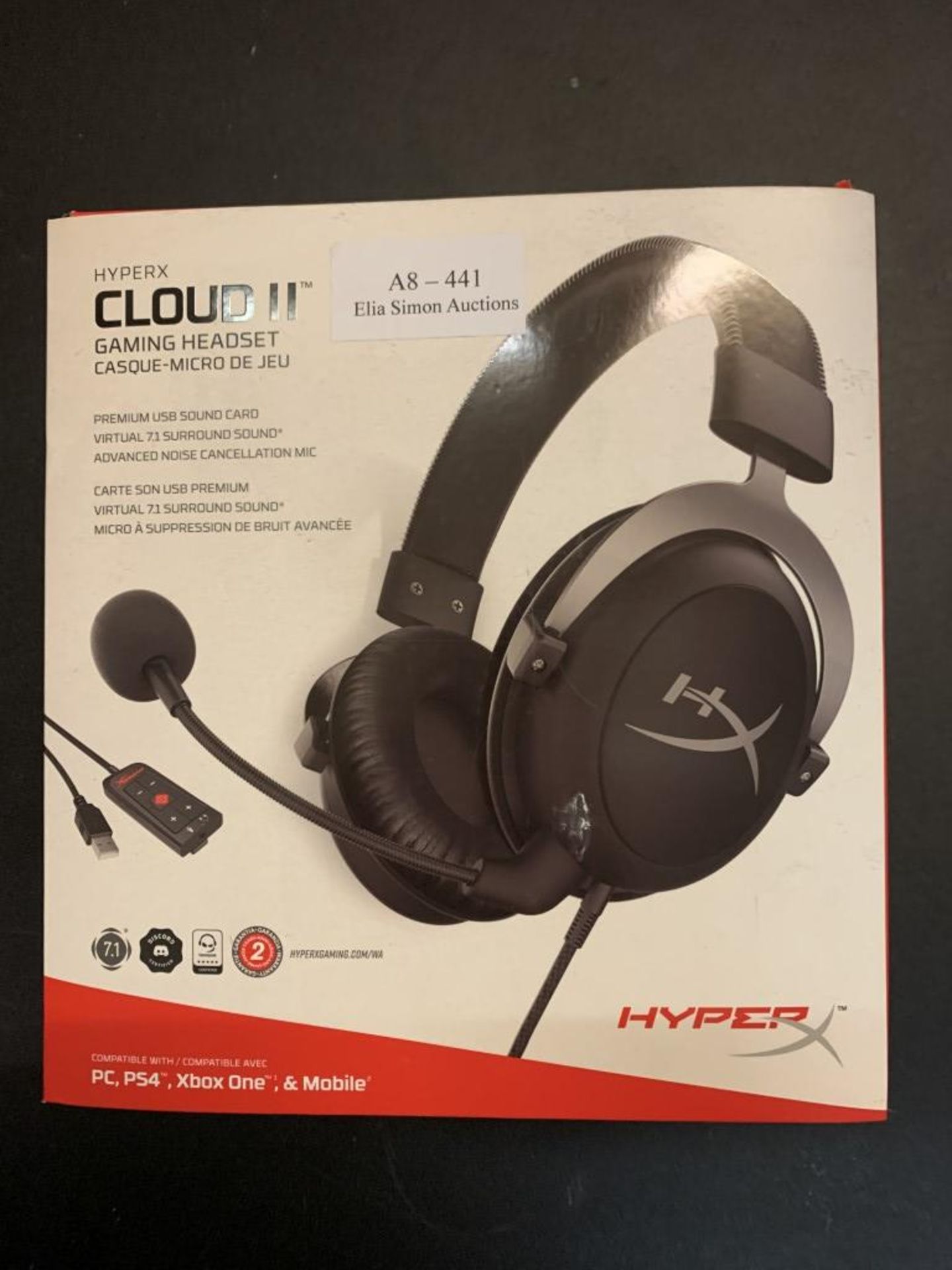 HyperX Cloud II 7.1 Virtual Surround Sound Computer Headset with Advanced USB Audio Control Box - Gu - Image 2 of 2