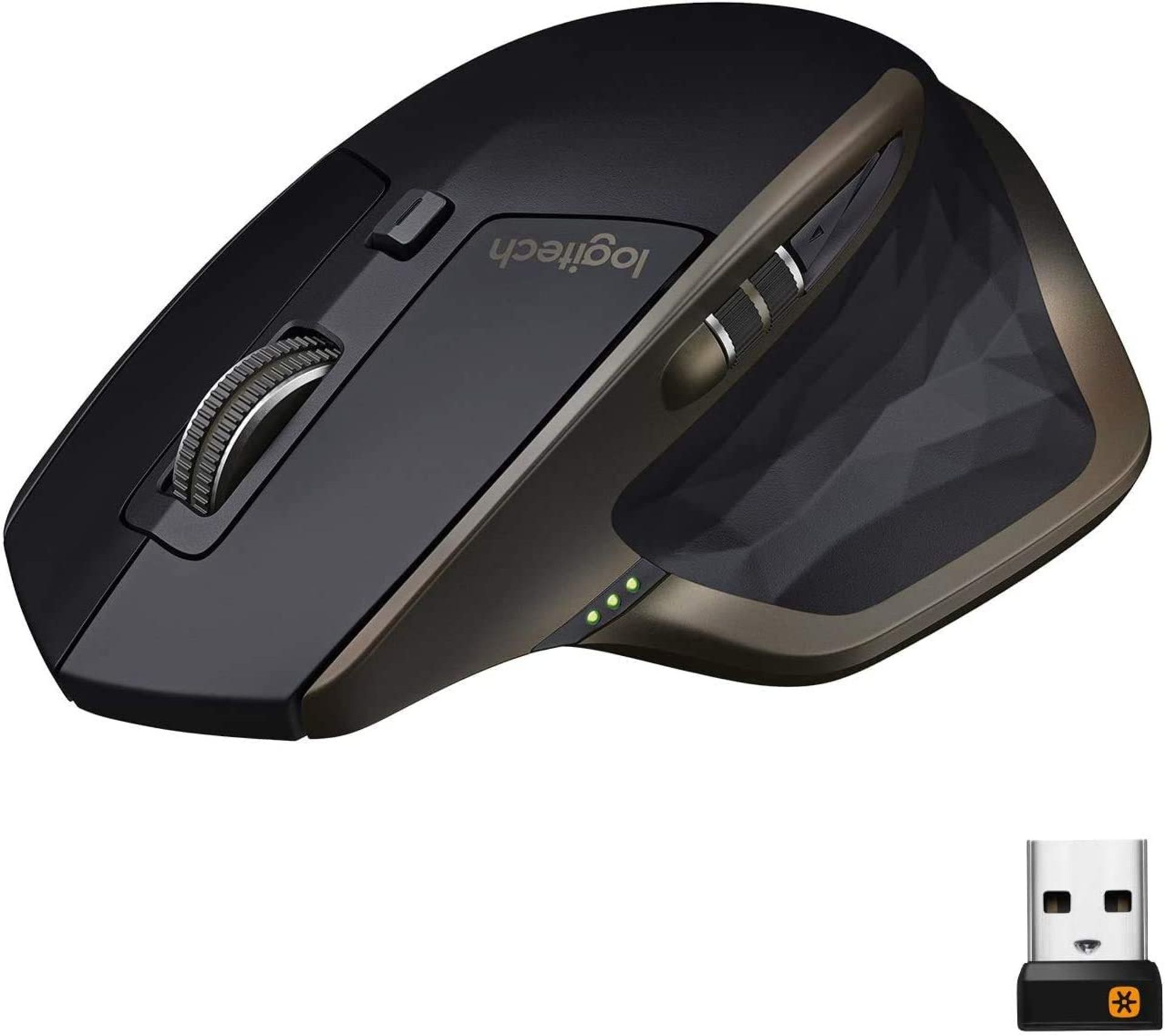 Logitech MX Master Wireless Mouse, Bluetooth or 2.4 GHz with USB Unifying Mini-Receiver, 1000 DPI An