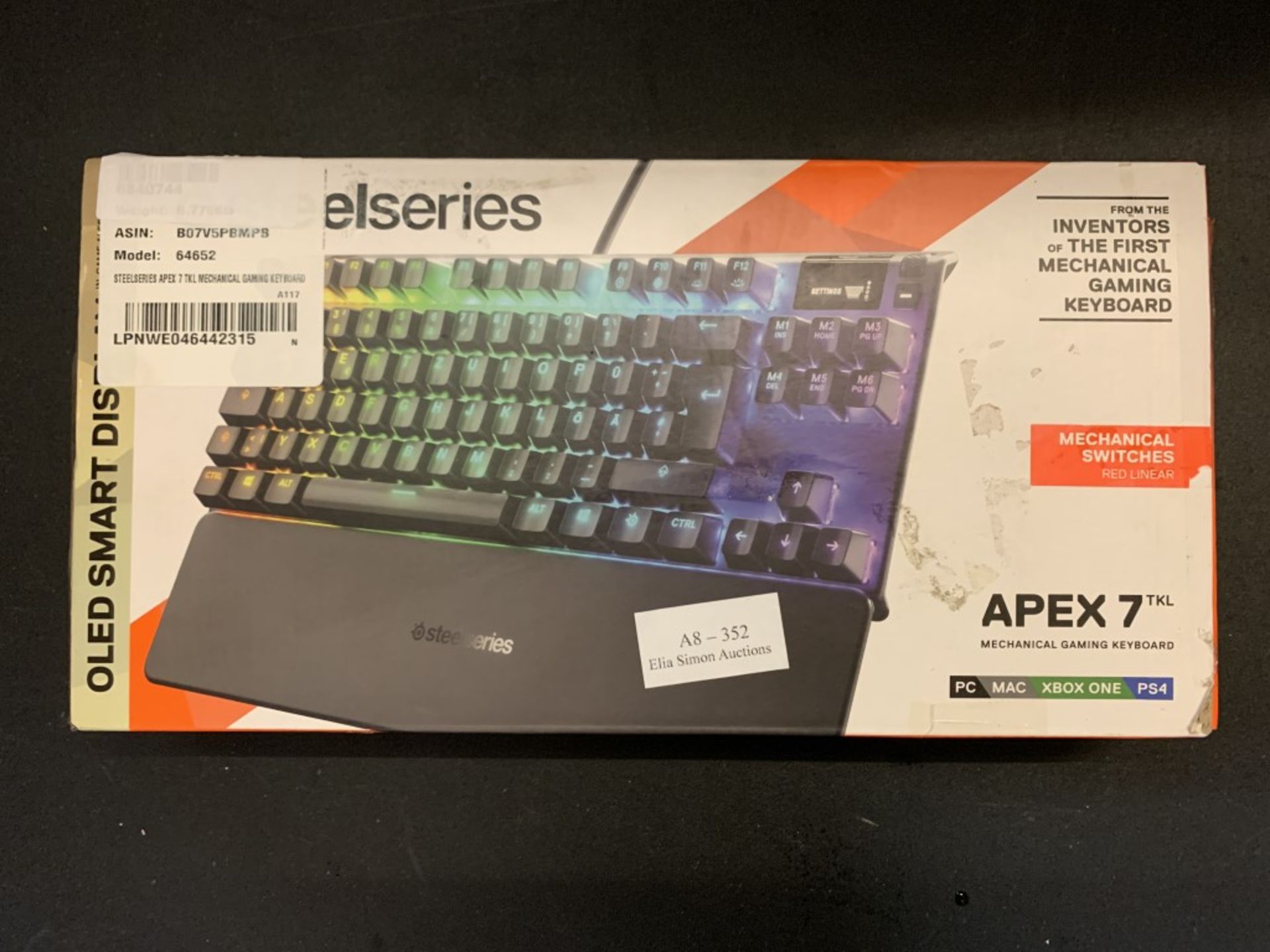 SteelSeries Apex 7 TKL Mechanical Gaming Keyboard, OLED Display, Red Switches, English QWERTY Layout - Image 2 of 2