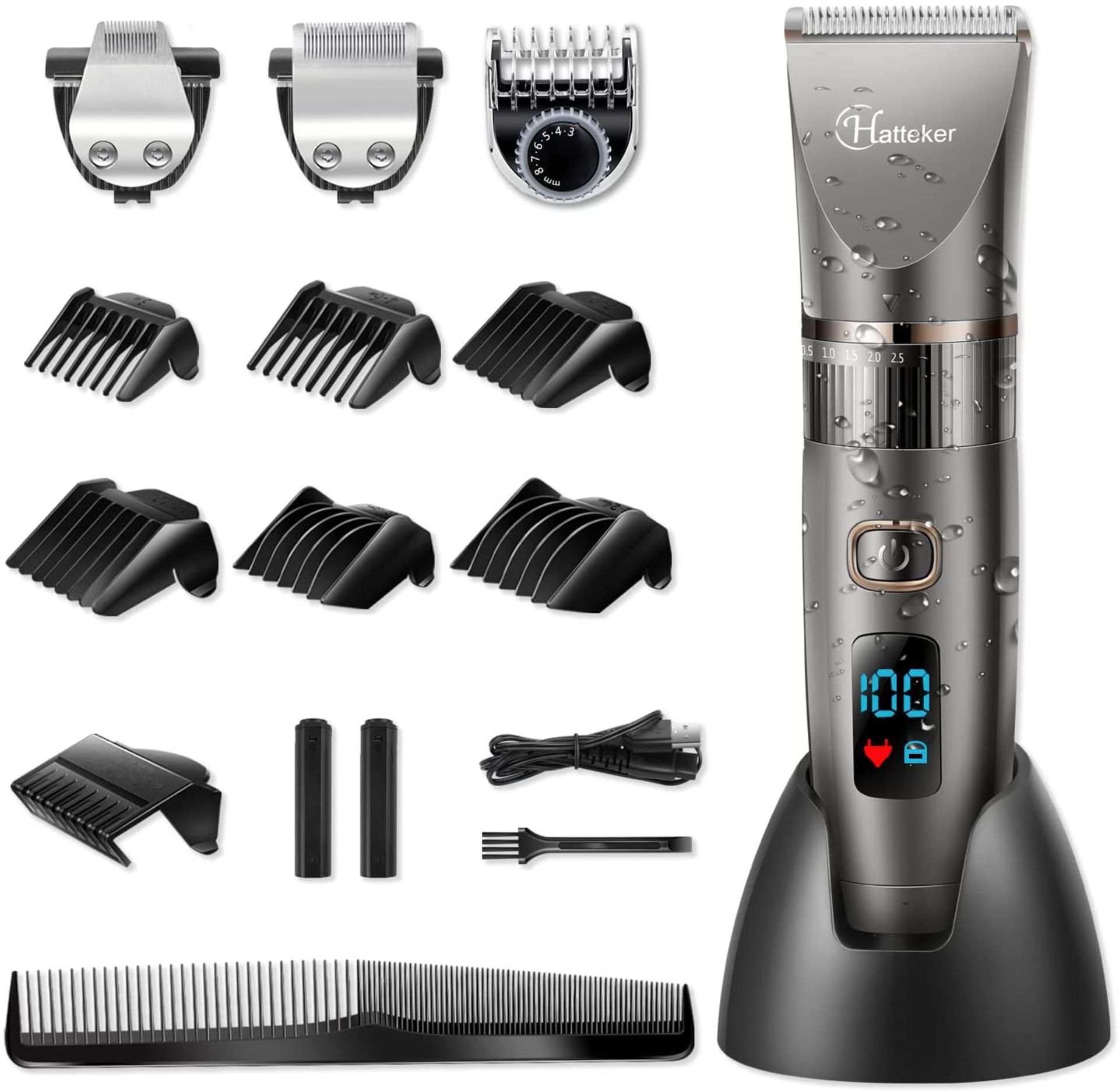 Hatteker Professional Hair Clipper Cordless Clippers Hair Trimmer Beard Trimmer Shaver Detail Trimme