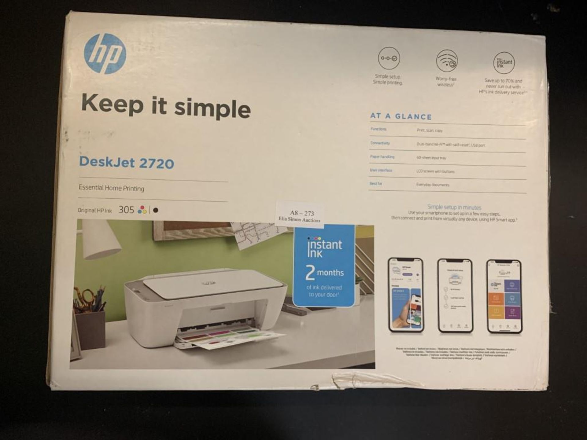 HP DeskJet 2720 All-in-One Printer with Wireless Printing, Instant Ink with 2 Months Trial, White - Image 2 of 2