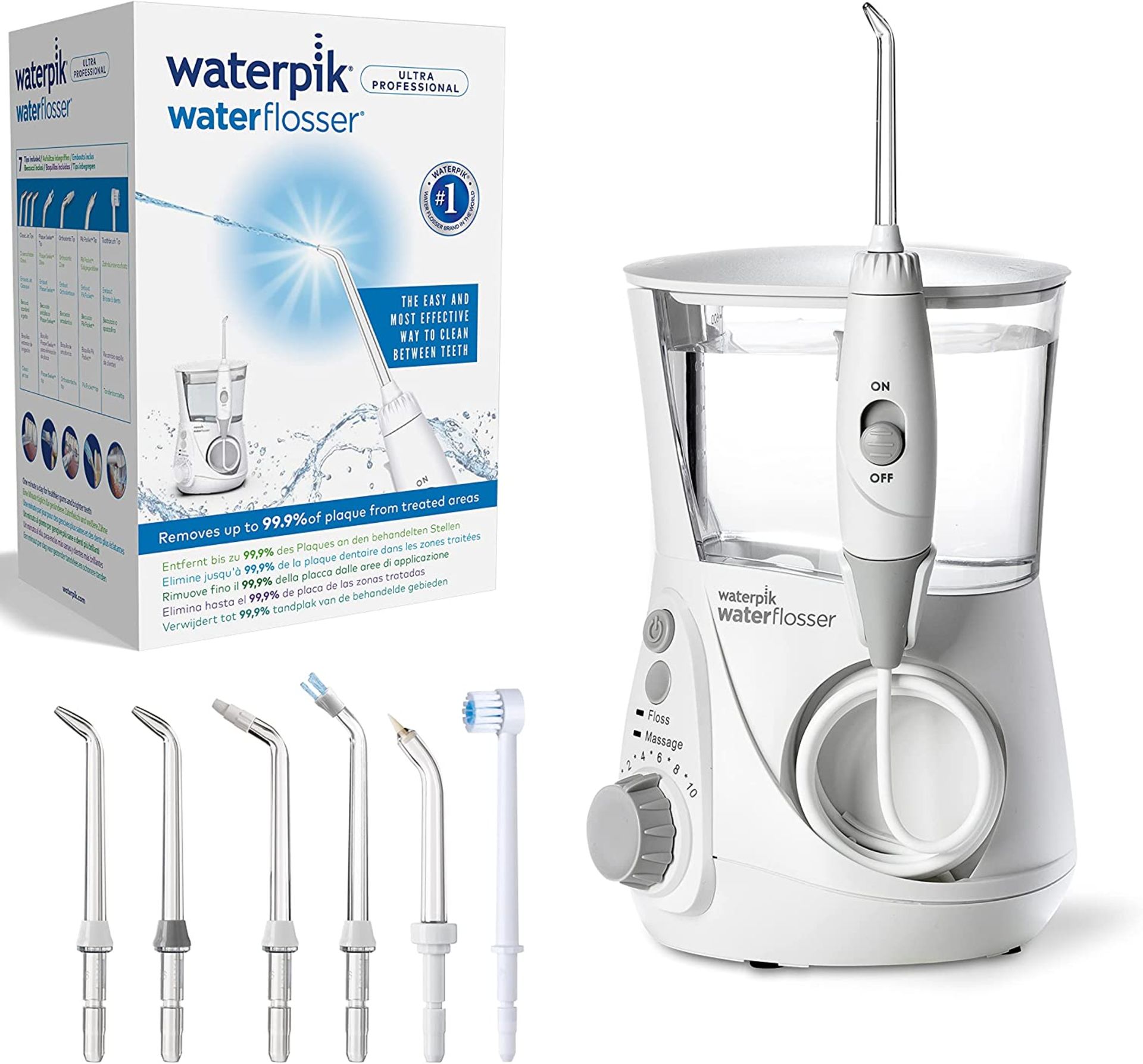 Waterpik WP-660UK Ultra Professional Water Flosser, White Edition (UK 2-Pin Bathroom Plug)