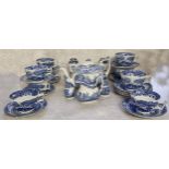 Blue & white including a pair of Robert Pringle & Sons white metal mounted vases; Spode Italian