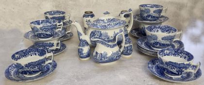 Blue & white including a pair of Robert Pringle & Sons white metal mounted vases; Spode Italian