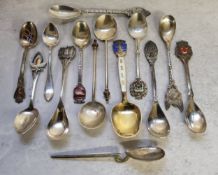 Various silver contintental souvenir & English teaspoons 8 x 925 89.4g & 6 800 74.38g