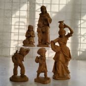 Treen - Five well executed Dutch softwood carvings.