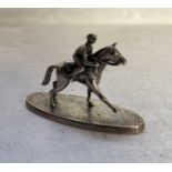 A Dutch silver model of racehorse & jockey, stamped ZII, 'SILVER', 910 19.25g
