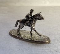 A Dutch silver model of racehorse & jockey, stamped ZII, 'SILVER', 910 19.25g