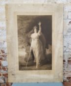 After The Antique - By and after, a 19th century lithograph depicting Boudica, blind stamped by