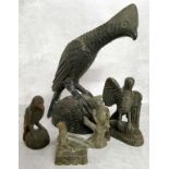 Tribal Art - various carved Dolomite stone African bird sculptures including two examples signed D.