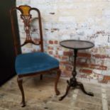 A George III design dished top wine table; Sheraton Revival Edwardian hall/ bedroom chair c.1902