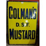 A 1950's Colman's D.S.F. Mustard enamel sign 92 x 61cms good condition