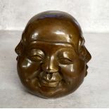 A large Brahma Hindu medium bronze four face Buddha sculpture, with various facial expressions, on