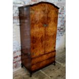 A fine quality well-figured Oriental inspired burr walnut wedding chest / single wardrobe