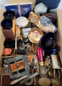 Boxeds & objects including an Isle of Man white metal sovereign & vesta case; a pair of bone busks