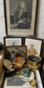 Boxes & Objects - 19th century Vanity Fair lithographs by SPY, framed, 1877; jade type fish desk