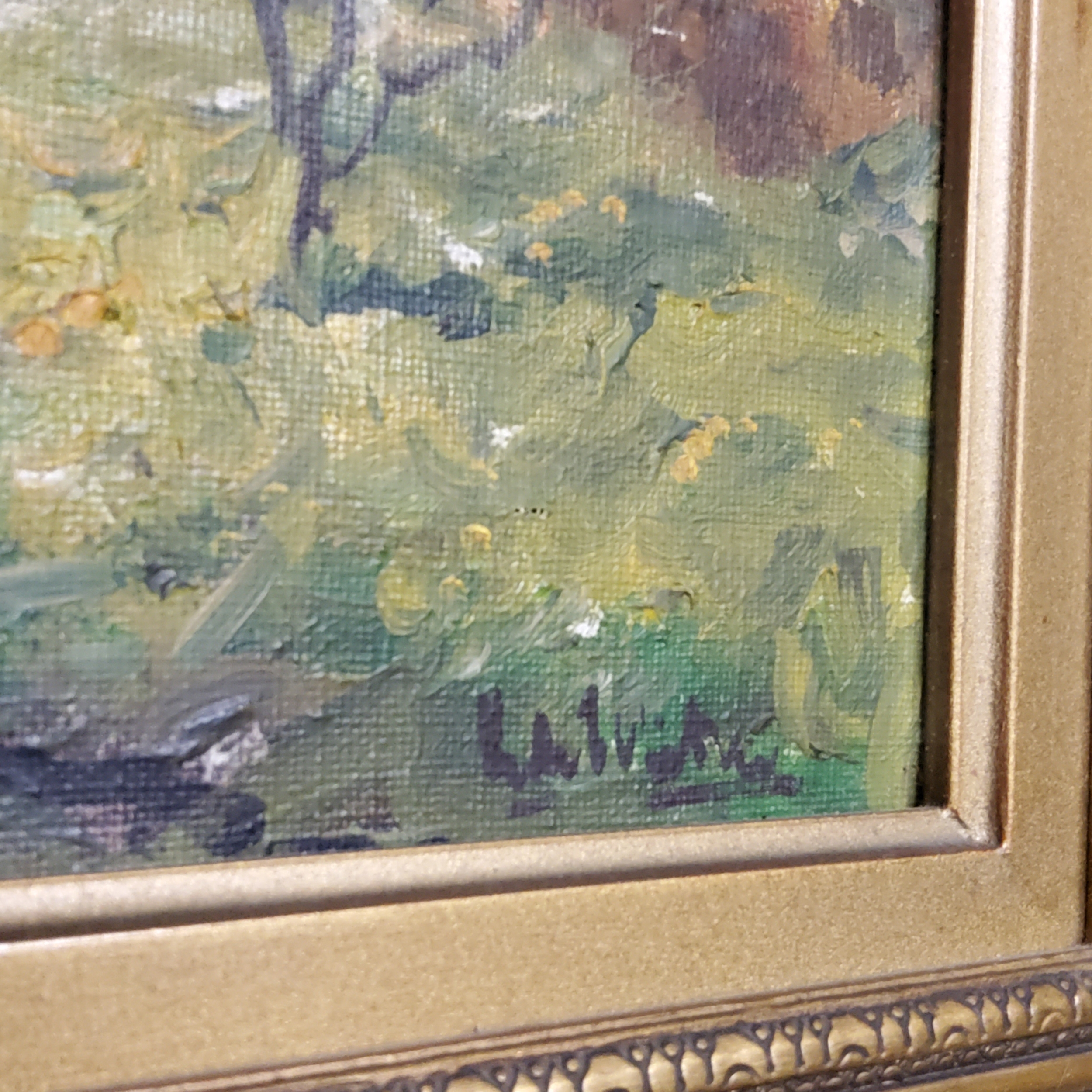 Dutch School (Early 20th century) Country House  Oil on canvas, indistictly signed. Period ornate - Image 2 of 3