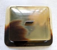 A Japanese 'tortoise shell' box & cover with tray inscribed Nagasaki