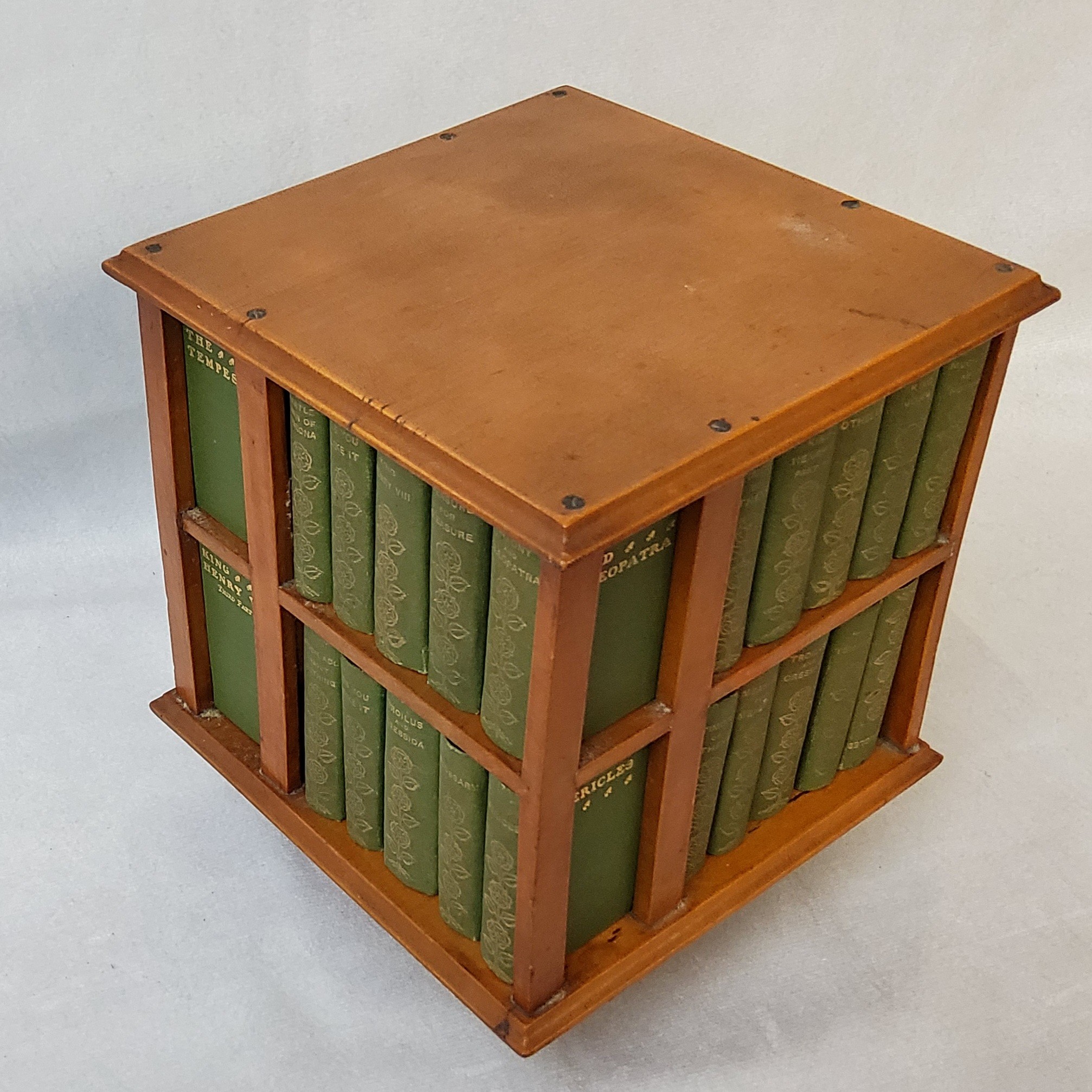 A 19th-century revolving miniature bookcase, containing miniature editions of the work of William - Image 2 of 6