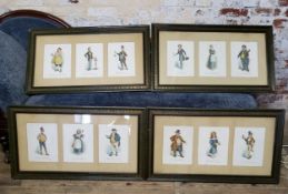 Twelve late 19th century / early 20th century lithograph characters from The Old Curiosity Shop,