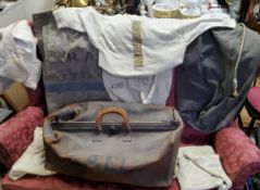 Militaria - an RAF canvas kit bag, marked CSM A.Coy; another marked RAF 23301; various SD Stretton &